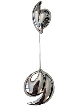 Kunio Matsumoto Trifari Swirl Silver Tone Jabot-Style Lapel Stick Pin, E999